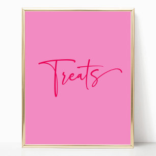 Poster Panneau de table de friandises rose chaud élégant 