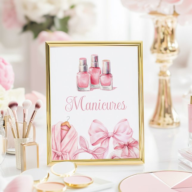 Poster Panneau de table de manucure rose pour fête de Spa (Créateur téléchargé)