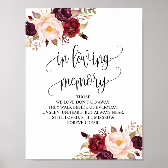 Poster Panneau de table de mariage à la mémoire v10 (Devant)