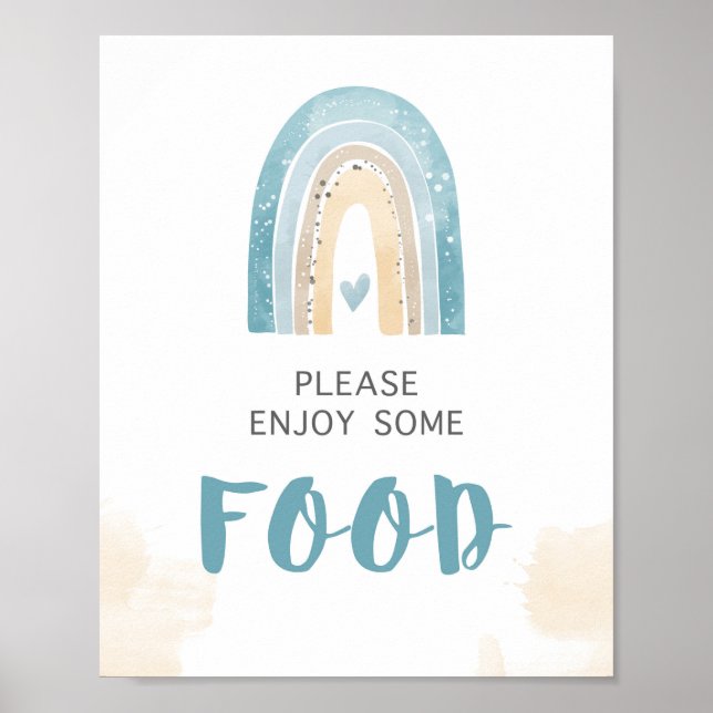 Poster Panneau de table de nourriture Boho bleu douche ar (Devant)