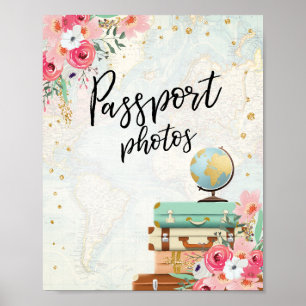 Poster Panneau de table de photos de passeport Voyage dou