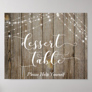 Poster Panneau de table en bois patiné et lumière