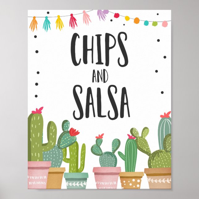 Poster Panneau de table Fête de cactus Nourriture Chips e (Devant)