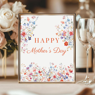 Poster Panneau de table Fleurs sauvages colorées Joyeuse