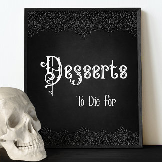 Poster Panneau de table Mariage gothique en dentelle noir