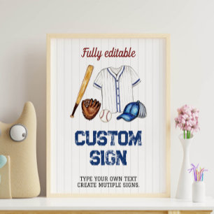 Poster Panneau de table personnalisée Baseball fête d'ann
