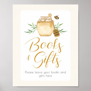 Poster Panneau de table pour Baby Shower Honey Bee Books