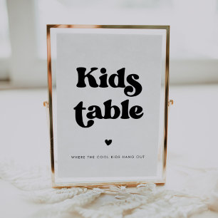 Poster Panneau de table pour enfants stylé rétro mariage