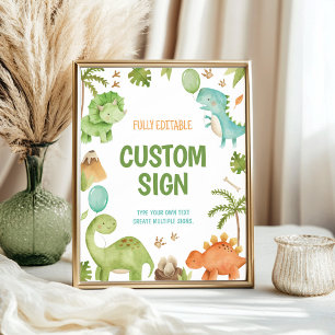 Poster Panneau de table pour fête d'anniversaire de dinos