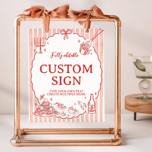 Poster Panneau de table pour fête d'anniversaire italienn