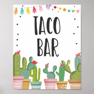 Poster Panneau de table Taco Bar Mexican Food Cactus Fies