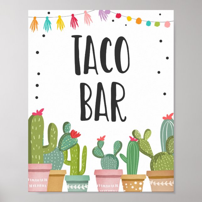 Poster Panneau de table Taco Bar Mexican Food Cactus Fies (Devant)