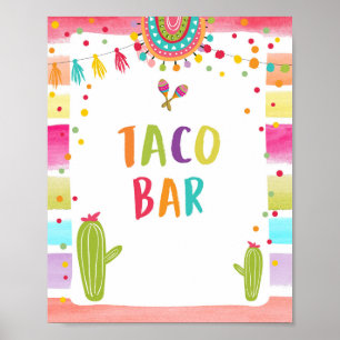 Poster Panneau de table Taco Bar Mexican Food Cactus Fies