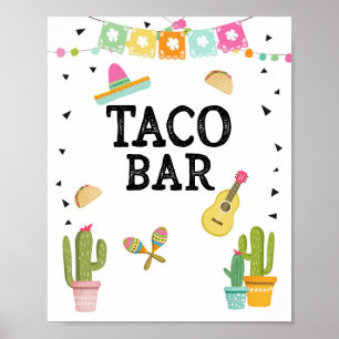 Poster Panneau de table Taco Bar Mexican Food Cactus Fies