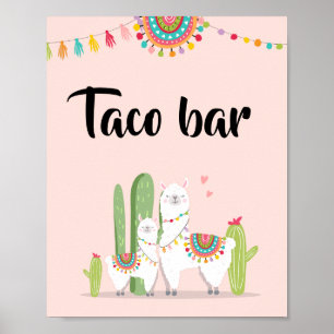 Poster Panneau de table Taco Bar Snack Fiesta Llama Baby