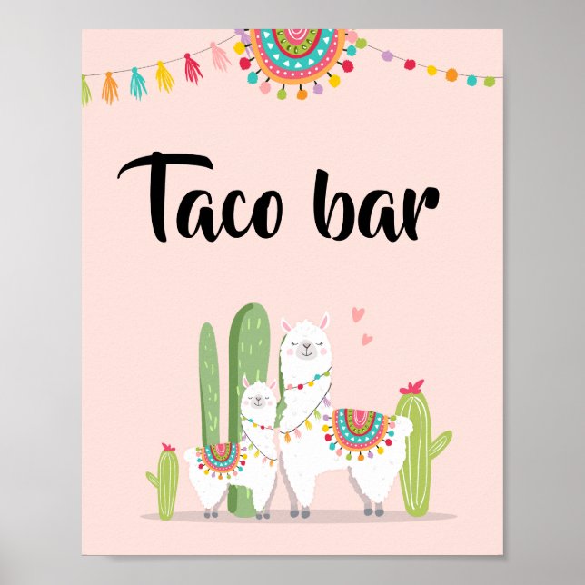 Poster Panneau de table Taco Bar Snack Fiesta Llama Baby  (Devant)