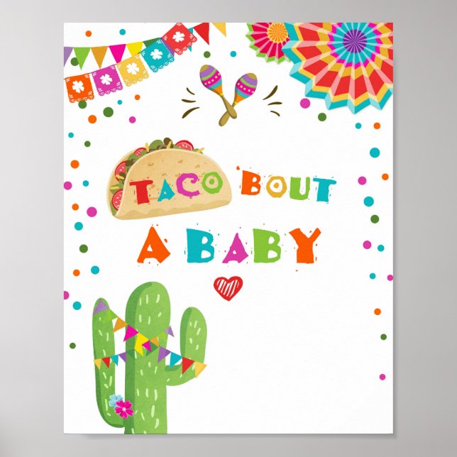 Poster Panneau de table Taco Bout A Baby Cactus Fiesta (Devant)
