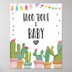 Poster Panneau de table Taco Bout A Baby Cactus Fiesta