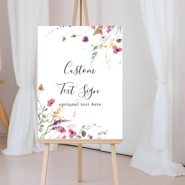 Poster Panneau de texte personnalisé à fleurs sauvages co (Créateur téléchargé)