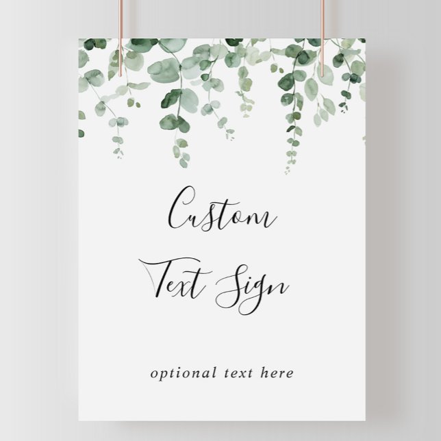 Poster Panneau de texte personnalisé Eucalyptus Minimalis (Créateur téléchargé)