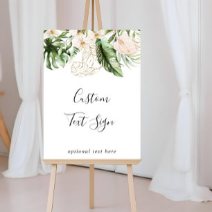 Poster Panneau de texte personnalisé floral à feuillage t