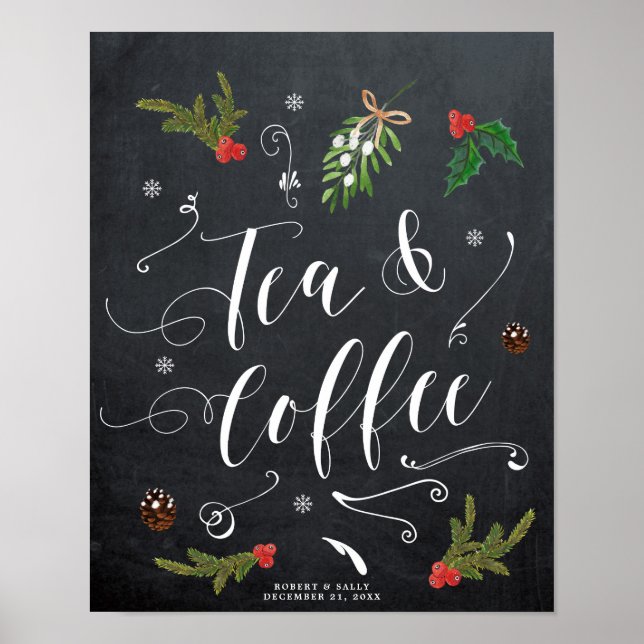 Poster panneau de thé et café de noël d'hiver mariage (Devant)