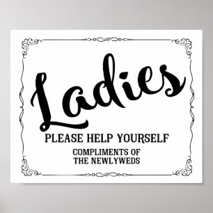 Poster Panneau de toilettes pour dames - panier d'article