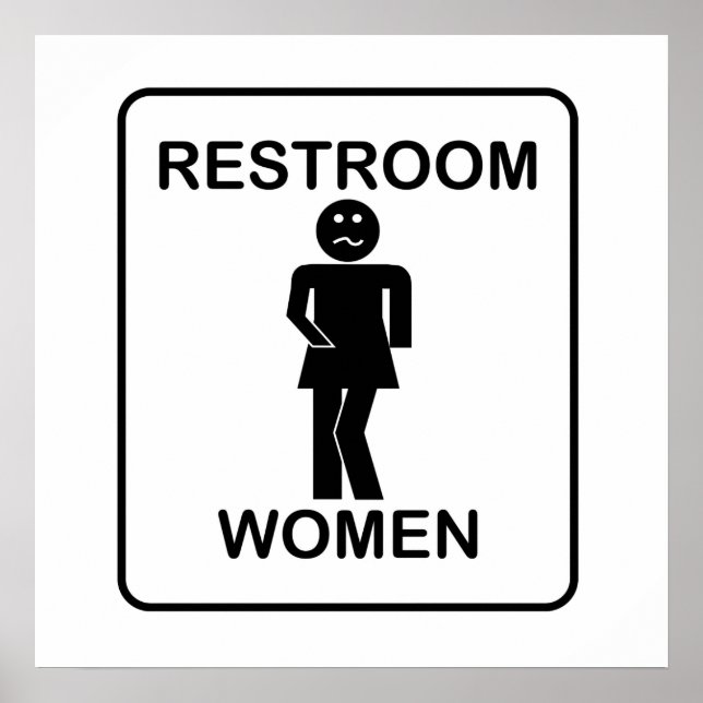 Poster Panneau de toilettes pour femmes amusantes (Devant)