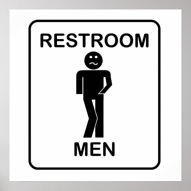 Poster Panneau de toilettes pour hommes amusant (Devant)
