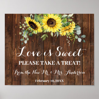 Poster Panneau de tournesols de mariage de fête prénuptia
