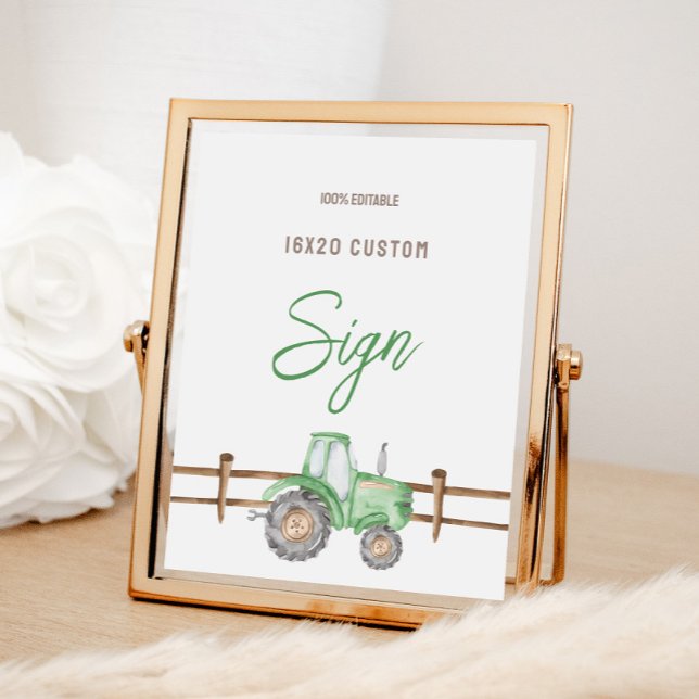 Poster Panneau de tracteur vert personnalisé (Créateur téléchargé)