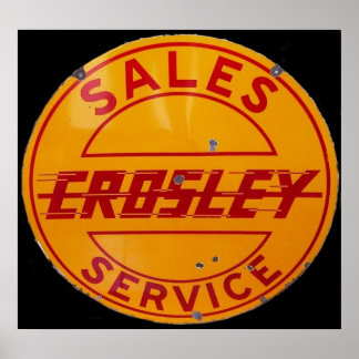 Poster Panneau de vente et de service crosley vintage
