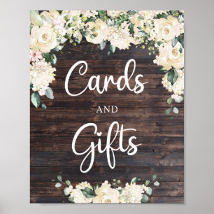 Poster Panneau de verdure feuillage bois rustique cartes