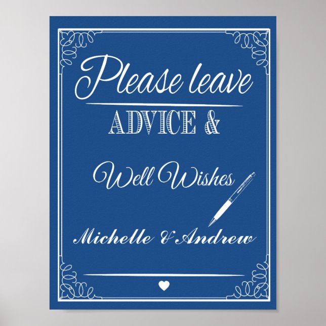 Poster Panneau de voeux mariage, panneau de réception de  (Devant)