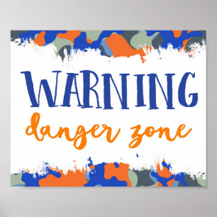 Poster Panneau de zone de danger d'avertissement Dart G