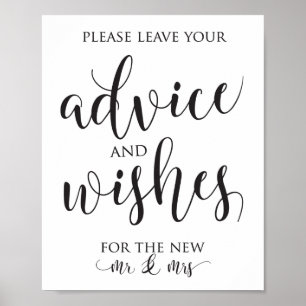 Poster Panneau Décor Mariage Conseils et Bien Souhaits