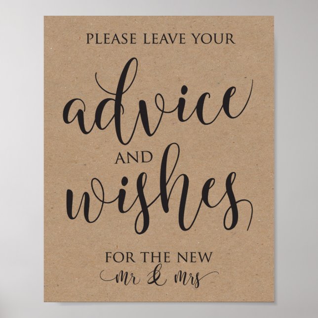 Poster Panneau Décor Mariage Conseils et voeux (Devant)