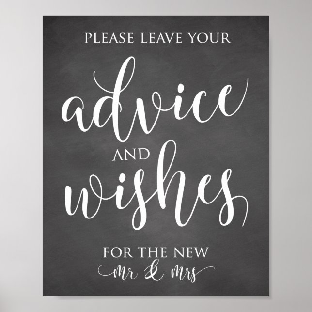 Poster Panneau Décor Mariage Conseils et voeux (Devant)