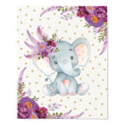 Panneau décoratif bohème éléphant floral violet po