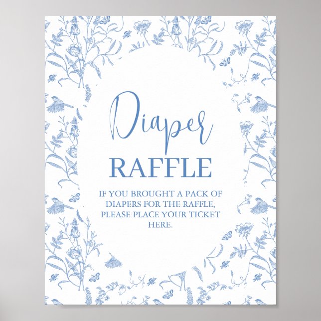 Poster Panneau Delft Blue Chinoiserie Baby shower garçon  (Devant)