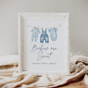Poster Panneau dessert Baby shower Blue Jean Denim