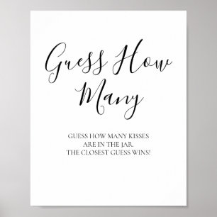 Poster Panneau Devinez les Baisers en Calligraphie Noire