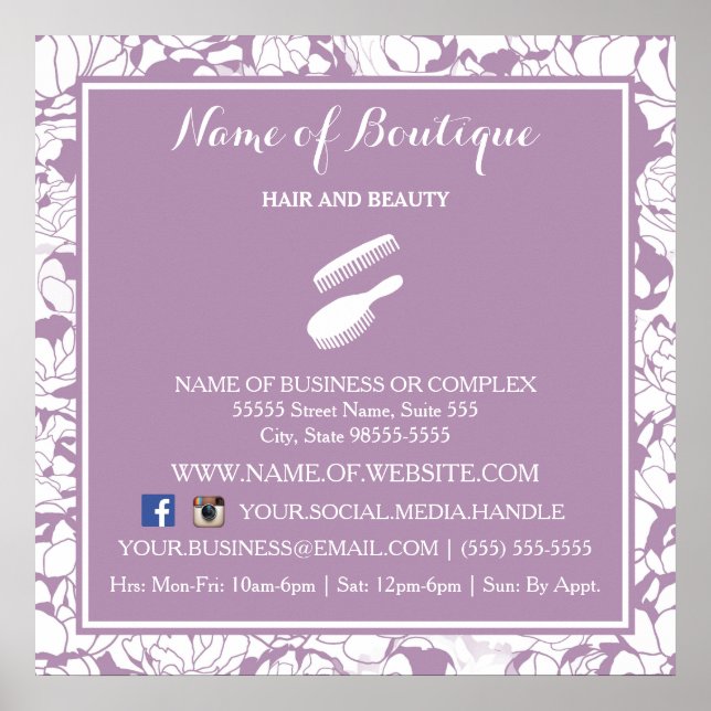 Poster Panneau d'information du salon floral moderne viol (Devant)