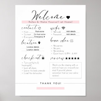 Poster Panneau d'information essentiel de Airbnb - Règles