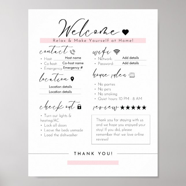 Poster Panneau d'information essentiel de Airbnb - Règles (Devant)