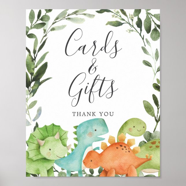 Poster Panneau Dinosaures Cartes de Baby shower et Cadeau (Devant)
