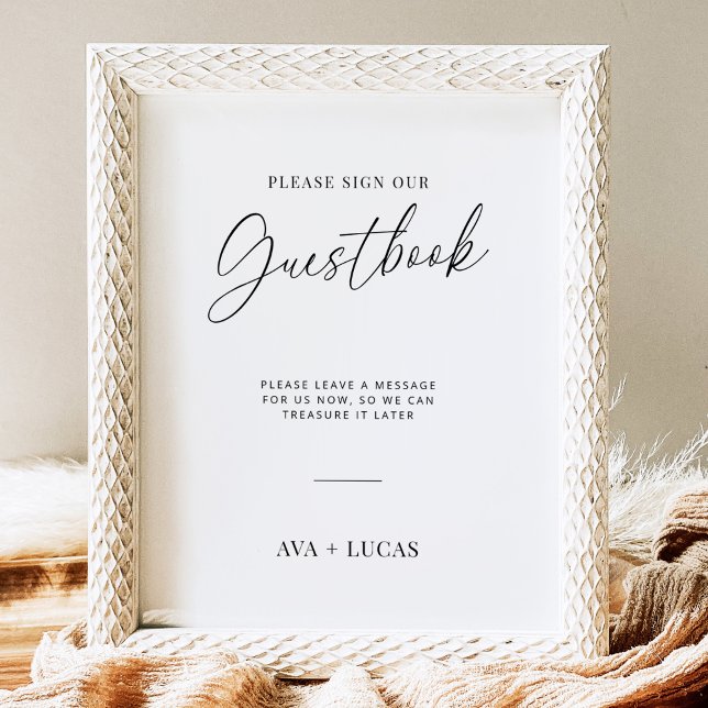 Poster Panneau d'invité Mariage de script minimal moderne (Créateur téléchargé)