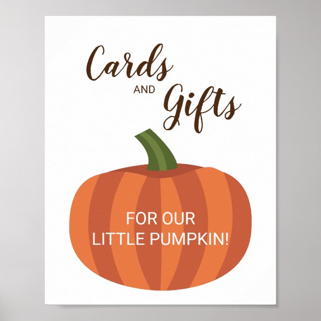 Poster Panneau du Baby shower d'automne citrouille Cartes (Devant)