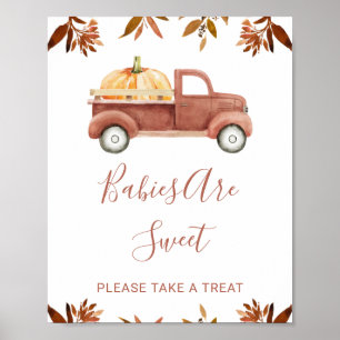 Poster Panneau du Baby shower de camion Citrouille Brown