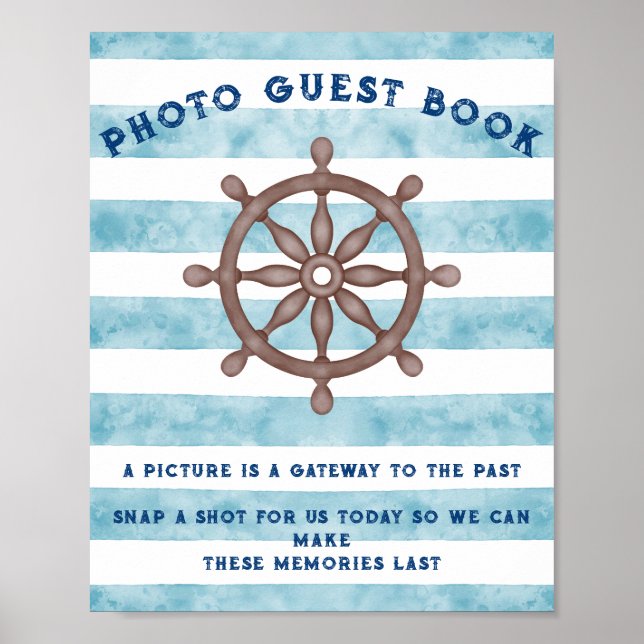Poster Panneau du Baby shower de navigation nautique bleu (Devant)